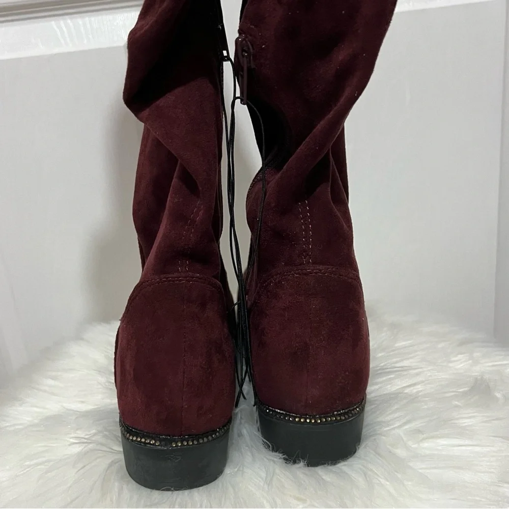 💗 *NWT* Forever 21 - Amanda Harris Elegant Burgundy Over-the-Knee‎ Boots